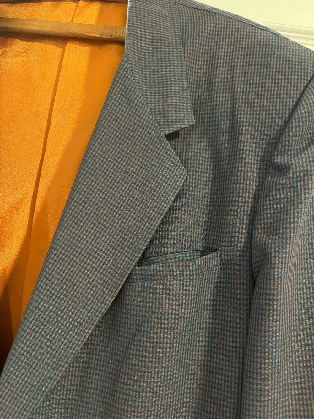 Classic Men’s Gray Blazer with Orange Lining